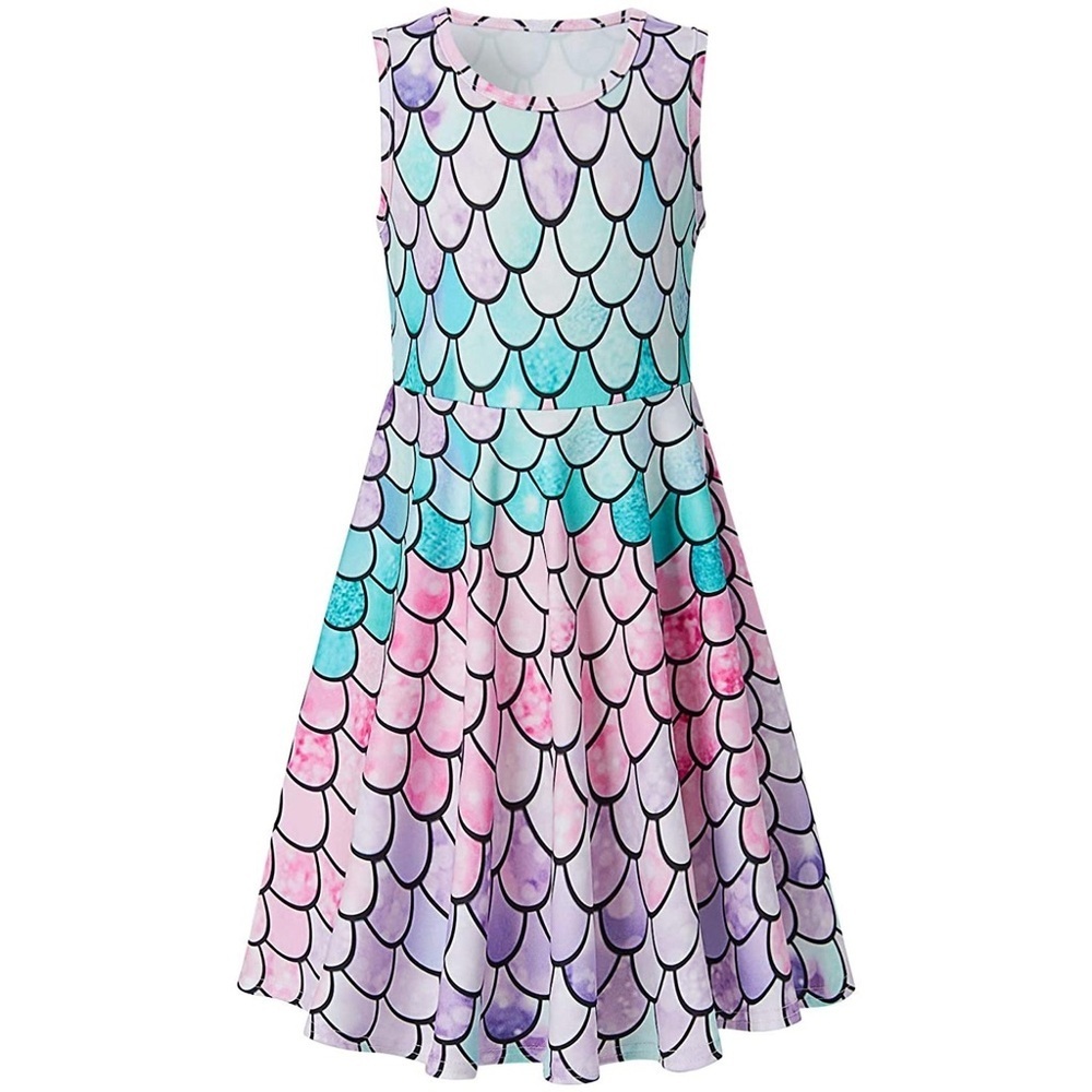 Vibrant Space and Mermaid Kids Dress Set - Picture 10 of 15